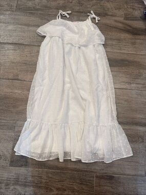 Design History White Swiss Dot Tie-Shoulder Ruffle Dress